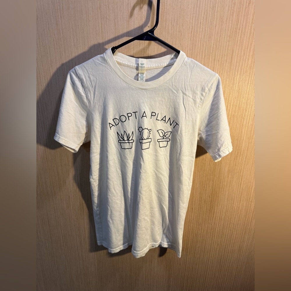 Women’s Short Sleeve Adopt a Plant Graphic Tee - White and Black Size Small